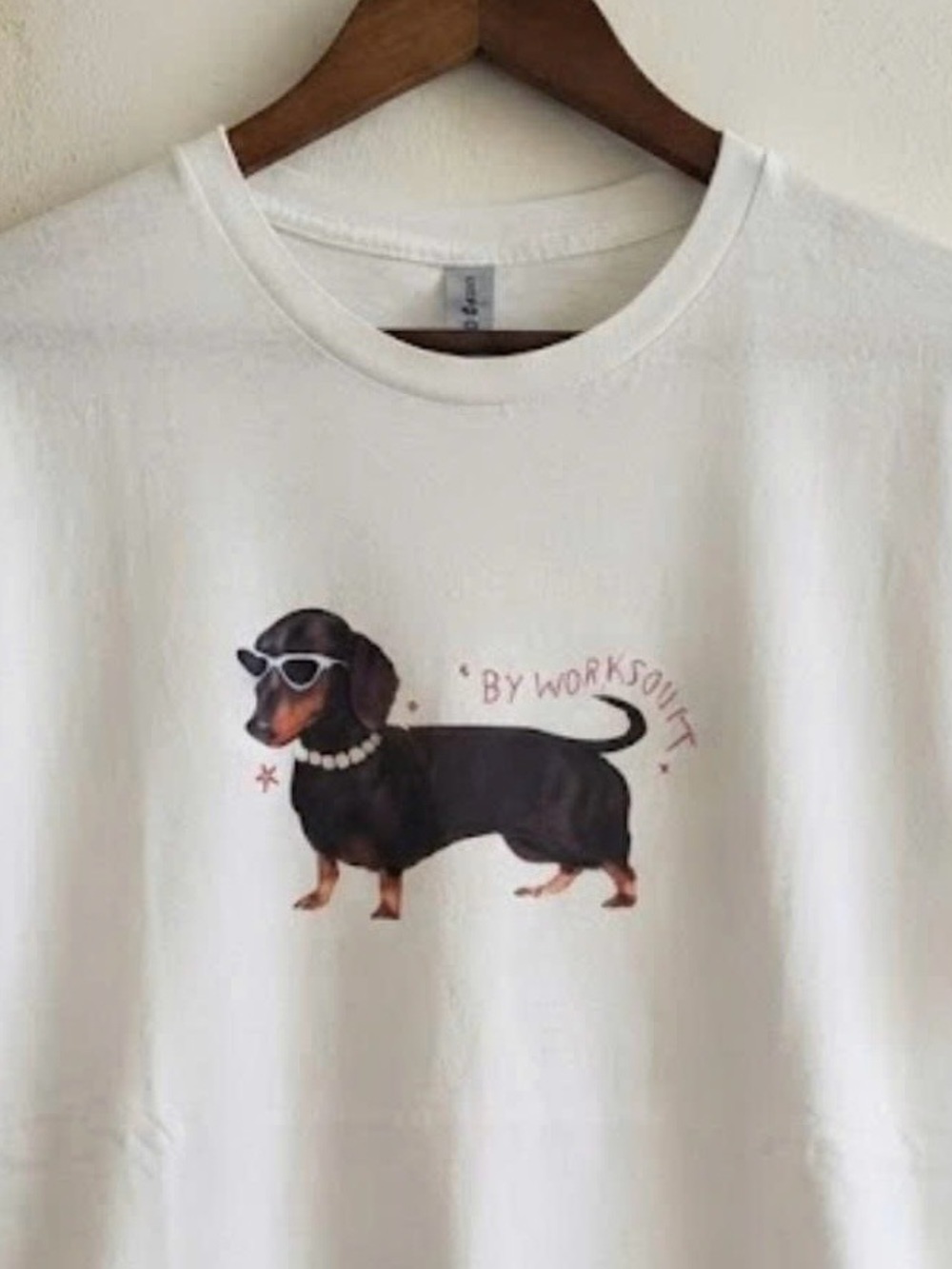 Gildan White Tee with Dachshund Graphic - Casual Pet Lover Top | Unisex Shirt - Picture 2 of 2
